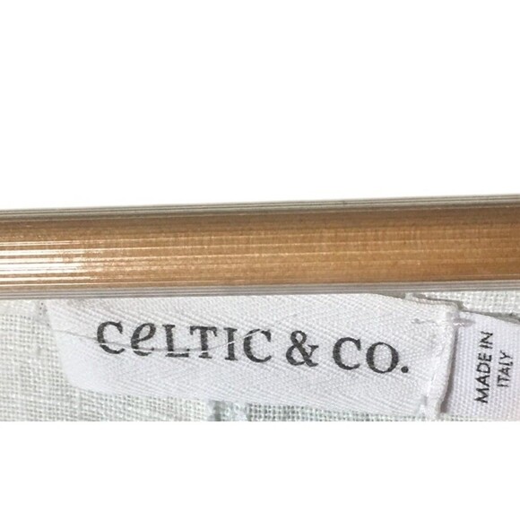 Celtic & Co Top Women's Size 10 White Green Tie Dye Oversized 100% Linen - Picture 3 of 5